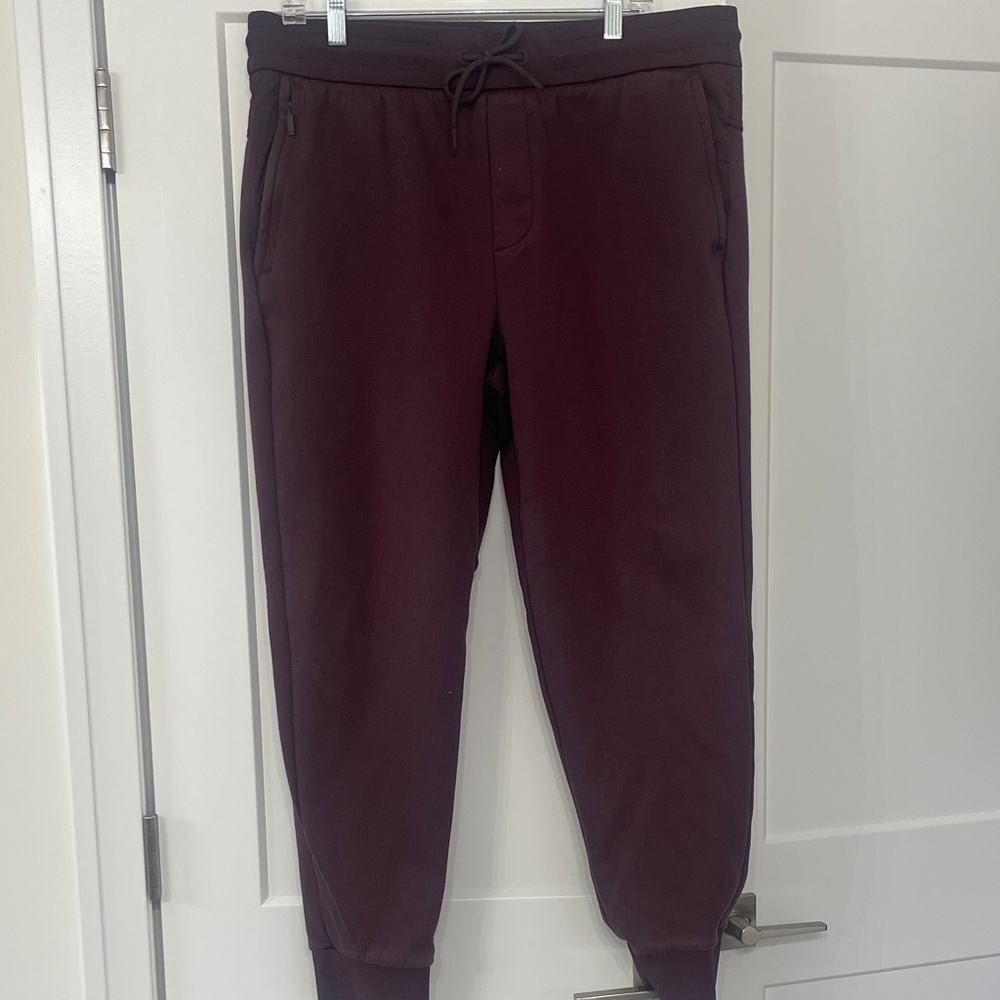 Boss Men's Dark Burgundy Drawstring Joggers